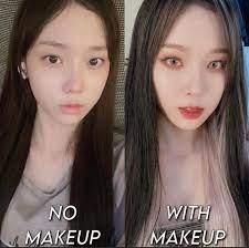 comparison of aespa with makeup vs no