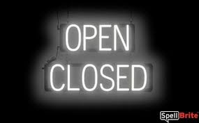 open closed neon like led business sign