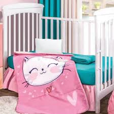 Little Cats Baby Girls Crib Bedding Set