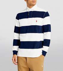 navy striped rugby polo shirt