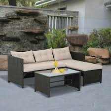 Wicker patio furniture, furniture sets, and wicker chairs. Outsunny 841 121 3 Piece Outdoor Rattan Wicker Patio Sofa And Chaise Lounge Set For Sale Online Ebay