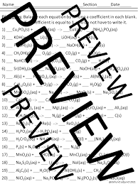 Chemistry Worksheet