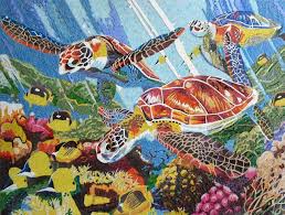 Baby Sea Turtle Sea Glass Mosaic