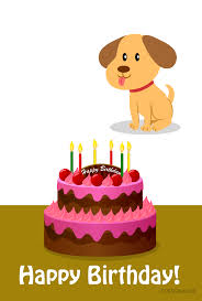 birthday cake and cute dog happy