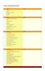 house cleaning checklist templates