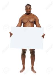 Hombre Negro Desnudo Escondido Detrás De Cartelera En Blanco Blanco.  Copyspace Fotos, retratos, imágenes y fotografía de archivo libres de  derecho. Image 13952380