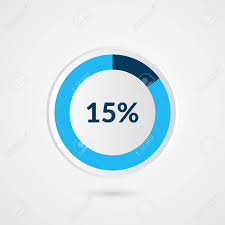 15 Percent Blue Grey And White Pie Chart Percentage Vector Infographics