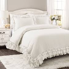 ruffle lace comforter white