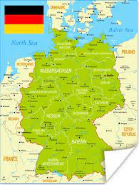 Carte colorée de l'Allemagne 30x40 cm - petite | bol