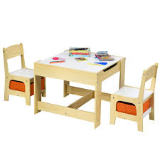 Additionally, the adjusting height for both the table and the chair ensures your kid grows. Costway Kids Table And Chair Set Double Side Tabletop Table 2pcs Chairs With Storage Box Wooden Children Activity Desk Nursery Furniture Natural White Buy Online In Aruba At Aruba Desertcart Com Productid 202296413