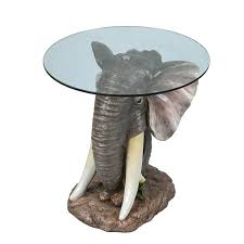 Luxenhome Resin Elephant Glass Top