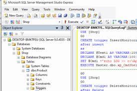 database changes in sql server in c