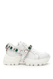 Miu Miu Miu Miu Crackled Combat Sneakers Bianco Smeraldo
