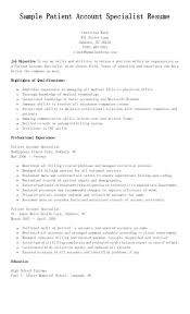 Sample Patient Account Specialist Resume Resame Resume Accounting