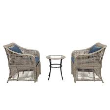 Wood Outdoor Bistro Set Wicker Chairs