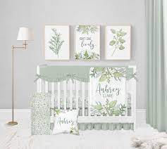 Greenery Crib Bedding Set Baby Girl