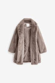 Charcoal Grey Faux Fur Longline Coat