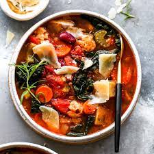 instant pot vegetable soup dishing
