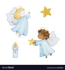 watercolor little cute baby angels