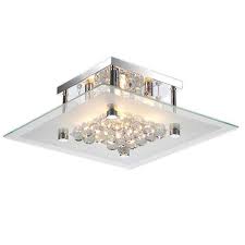 Shop Lucia Square Chrome And Crystal Flush Mount 4 Light Chandelier Overstock 8865732