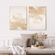 Beige And Gold Abstract Art Wall Print