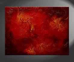 Red Abstract Painting Textured Wall Art