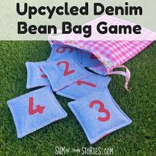 upcycled denim bean bag game sum of
