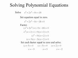 Solving Polynomial Equations Worksheet