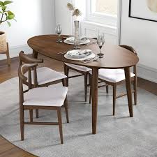 Ashcroft Imports Furniture Co Rivol 67 In Mid Century Modern Style Solid Wood Walnut Brown Frame And Top Oval Dining Table Seats 6