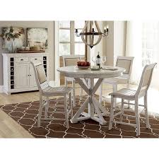 Distressed kitchen & dining room sets : Willow Round Counter Dining Set W Upholstered Chairs Distressed White By Progressive Furniture 1 Review S Furniturepick