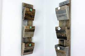 reclaimed wood wall hanging mail sorter