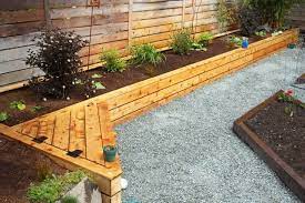 bed with bench backyard landscaping