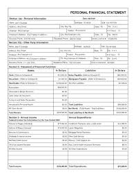 Personal Financial Statement Template Excel Free And Sample Form