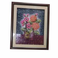Wooden Flower Print Wall Picture Photo