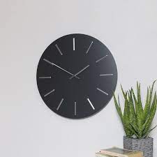 round grey silver wall clock
