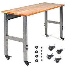 Adjustable Height Wood Top Workbench