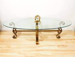 Metal Frame Glass Oval Coffee Table
