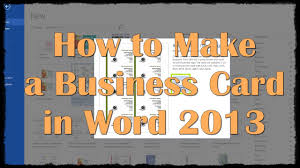 How To Make A Business Card In Word 2013