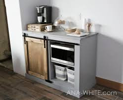 Custom outdoor bar with mini fridge storage cabinet and drawer. Barn Door Cabinet With Mini Fridge And Microwave Ana White
