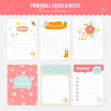 Cute Cards Notes And Stickers With Spring And Summer Illustrations