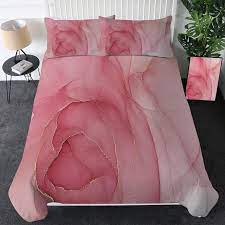 Bright Rose Pink Marble Duvet Cover