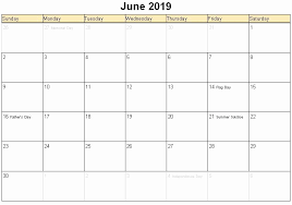 Best June A4 2019 Printable Calendar Template Printable Calendar