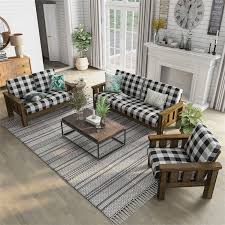 plaid sofa set