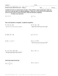 Infinite Algebra 1 Final Exam Skills