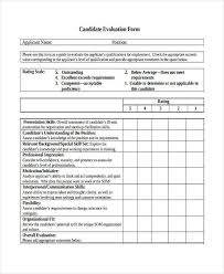 Free 8 Sample Candidate Evaluation Forms In Pdf Word