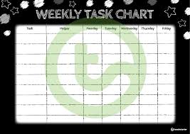 Funky Chalkboard Bw Weekly Task Chart Teaching Resource