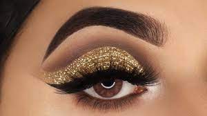 golden glittery cut crease eye makeup