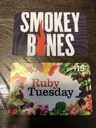 ruby tuesday gift cards ebay