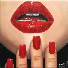 red lips painting by hale ogsuz