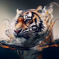 futuristic portrait of a tiger 3d